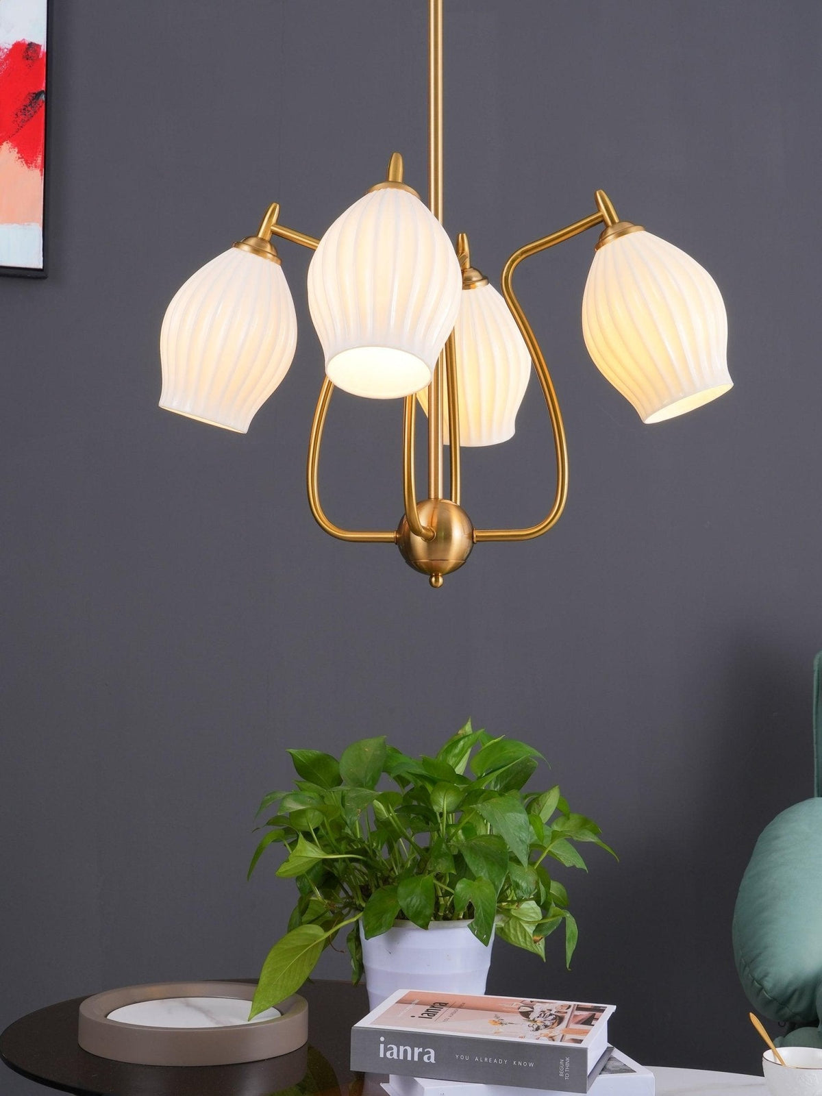 Ceramic Ribbed Chandelier - view 18