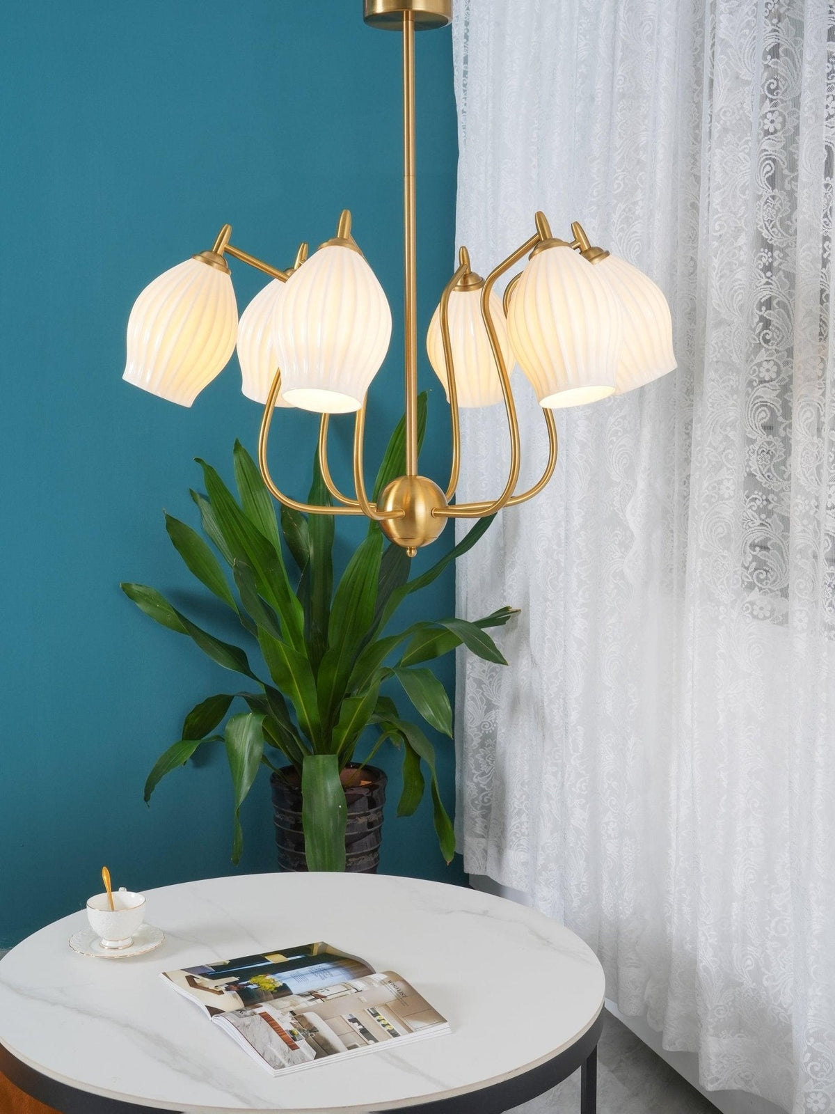 Ceramic Ribbed Chandelier - view 6