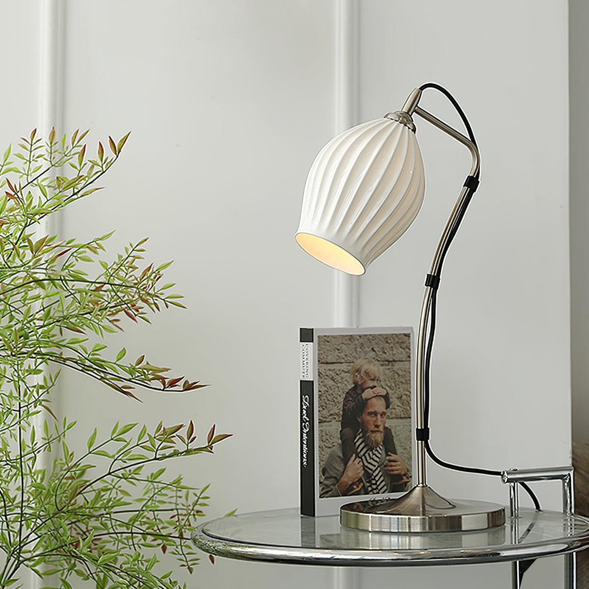 Ceramic Ribbed Table Lamp - view 2