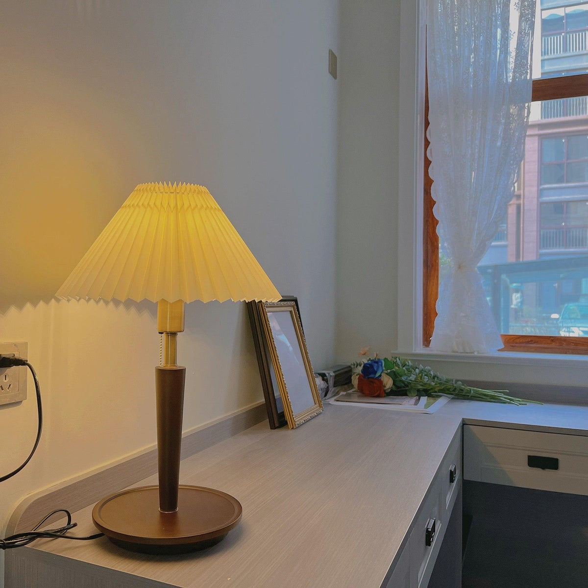 Cone Pleated Fabric Table Lamp - view 9
