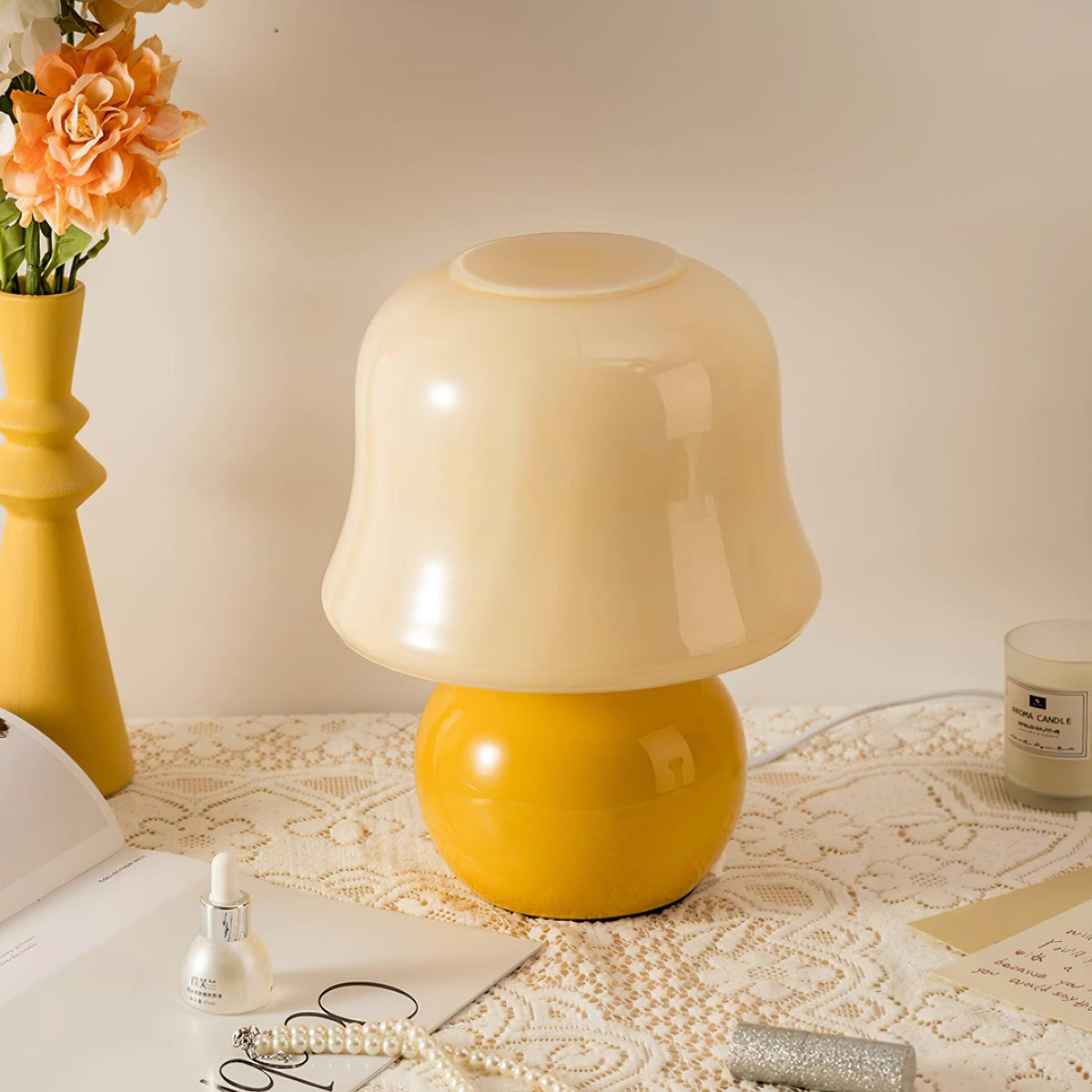 Cream Mushroom Table Lamp - view 15