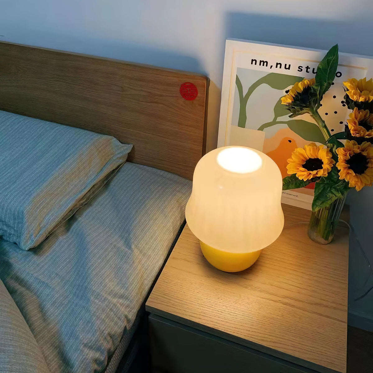 Cream Mushroom Table Lamp - view 9