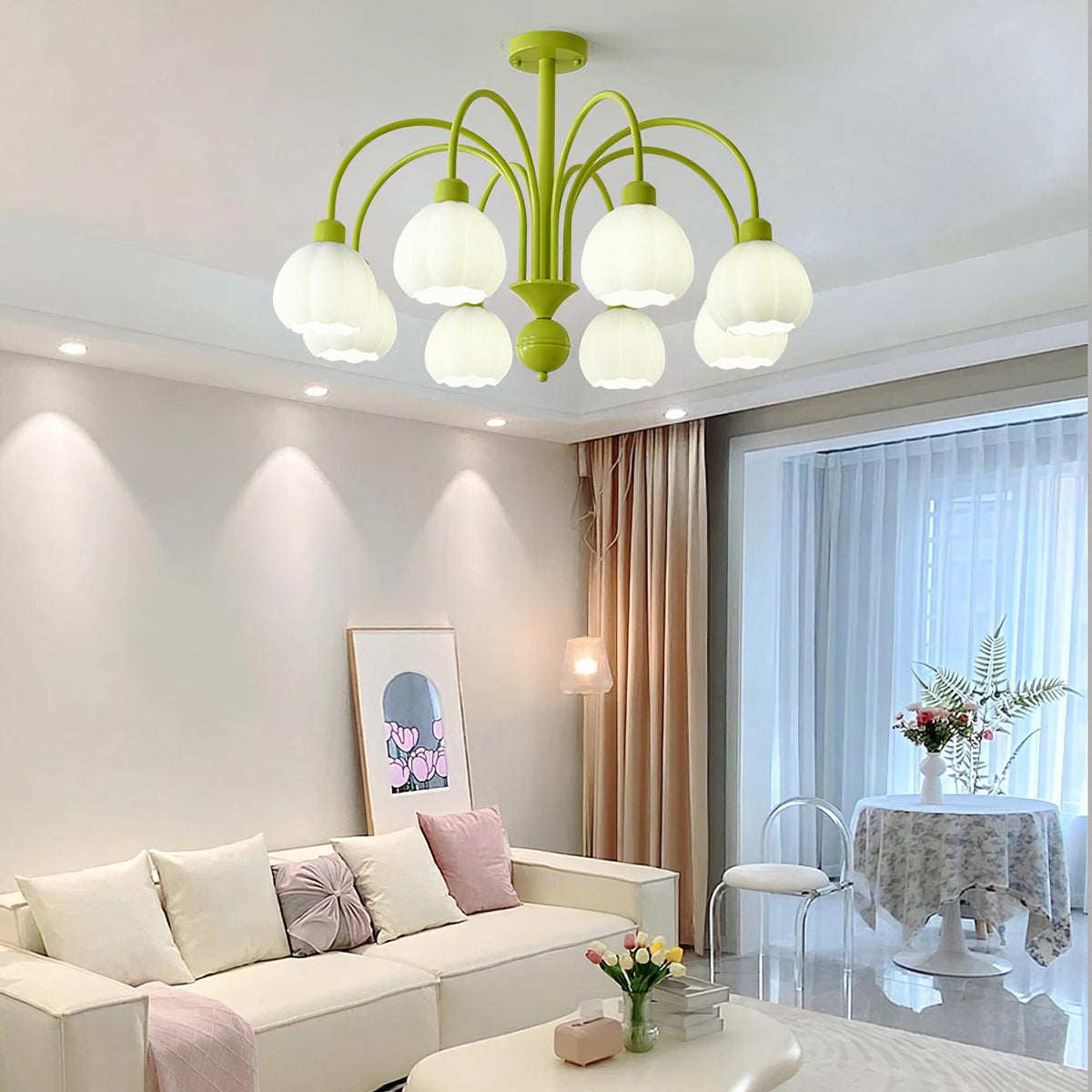 Cream Pumpkin Ball Chandelier - view 9