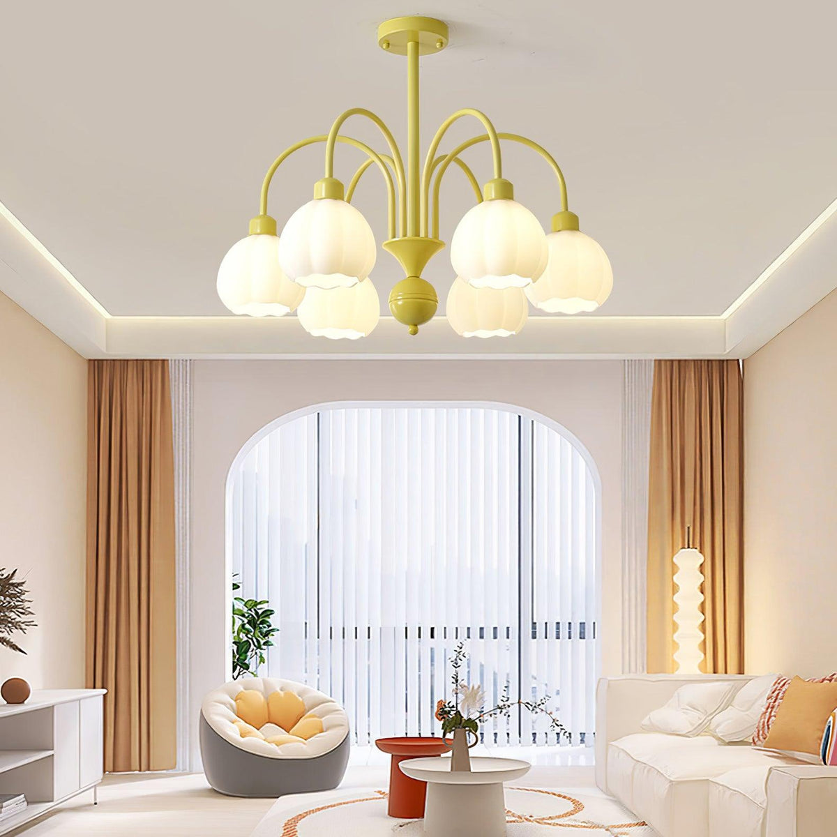 Cream Pumpkin Ball Chandelier - view 3