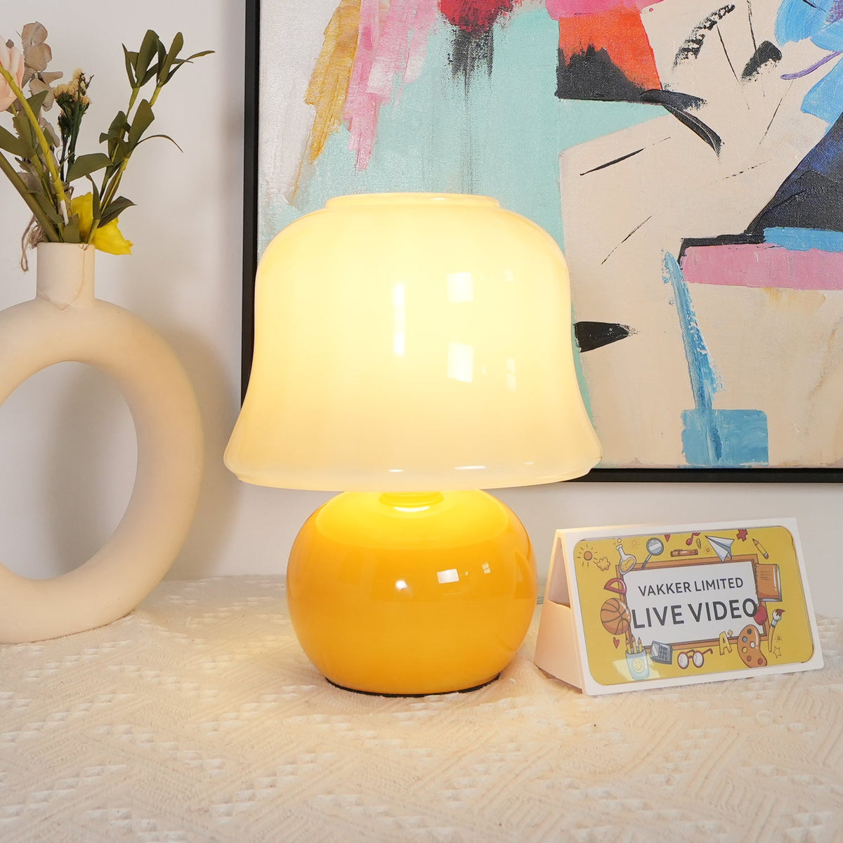 Cream Mushroom Table Lamp - view 36