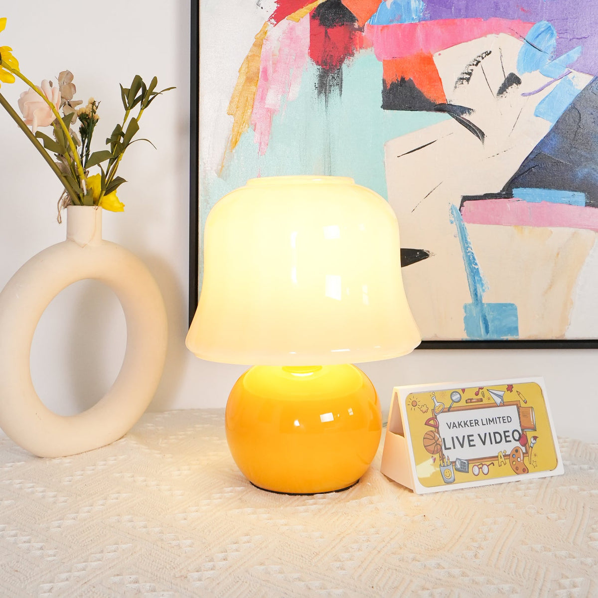 Cream Mushroom Table Lamp - view 37