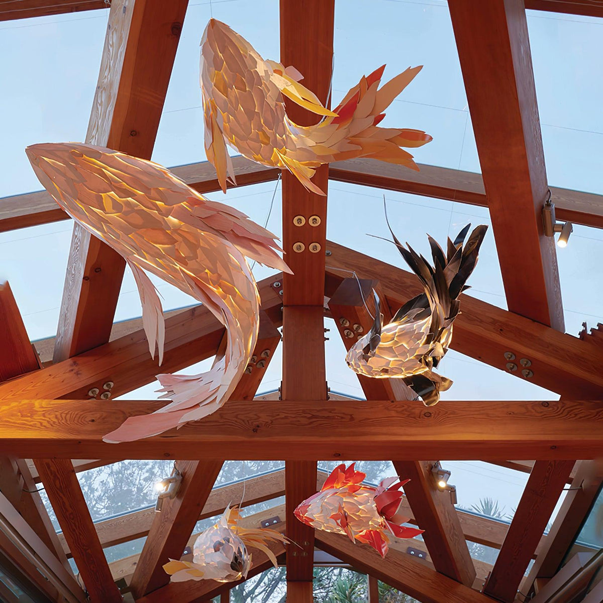 Crimson Swirl Koi Chandelier - view 6