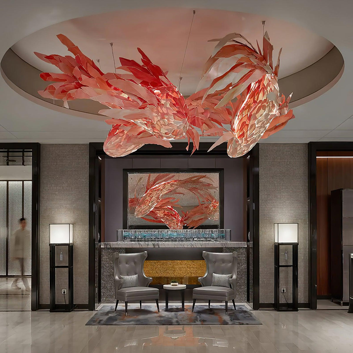 Crimson Swirl Koi Chandelier - view 5