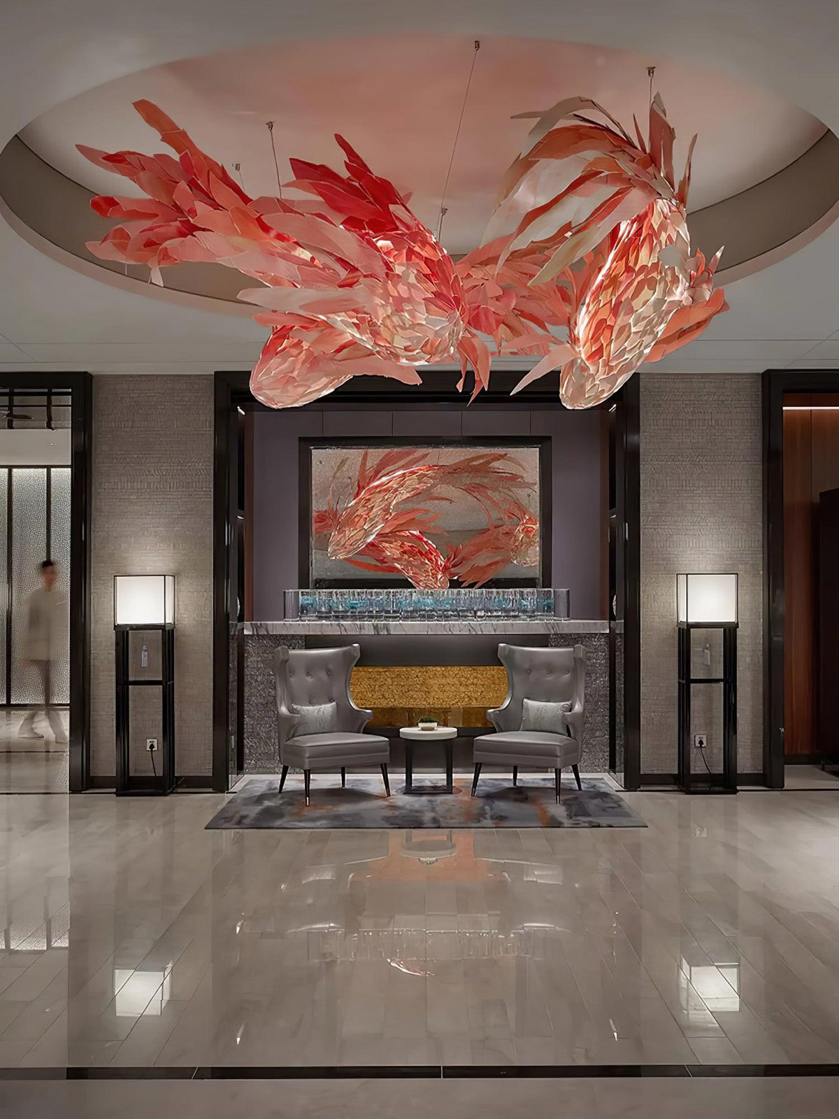 Crimson Swirl Koi Chandelier - view 10