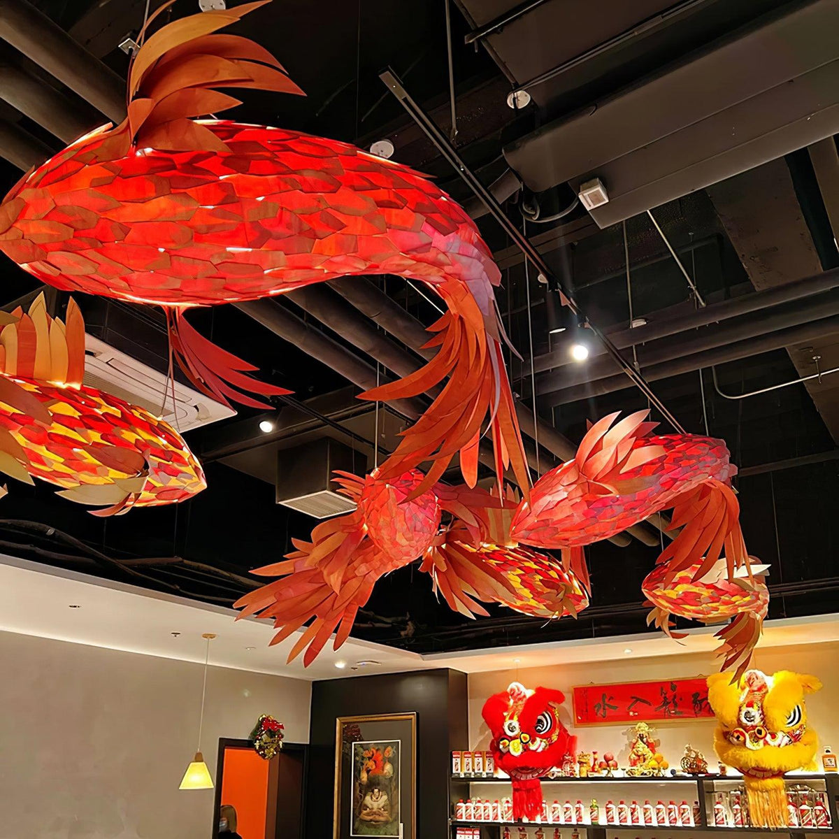 Crimson Swirl Koi Chandelier - view 7