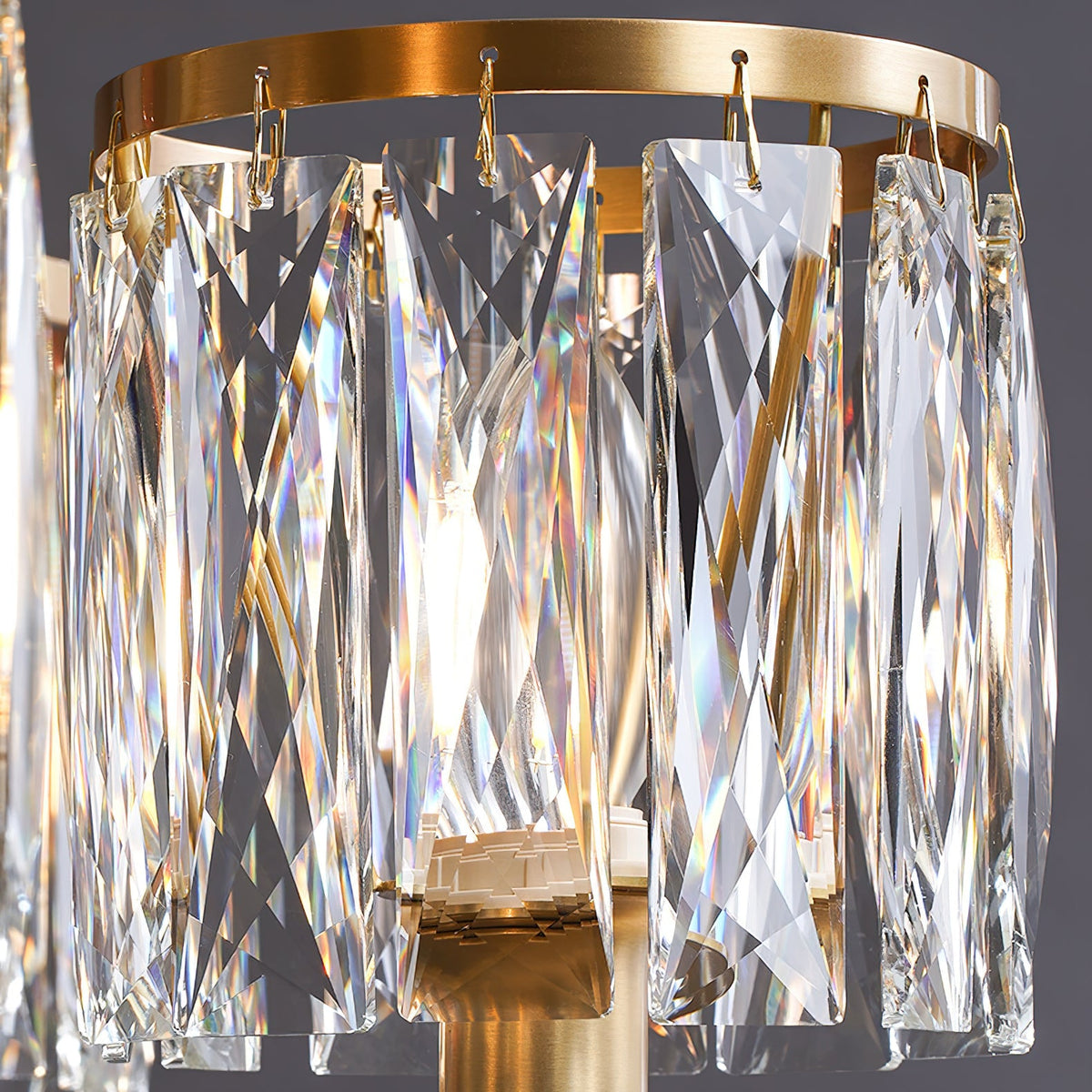 Crystal Column Brass Chandelier