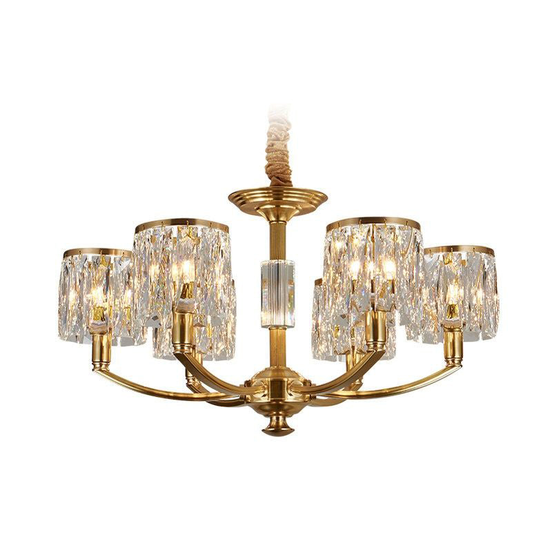 Crystal Column Brass Chandelier