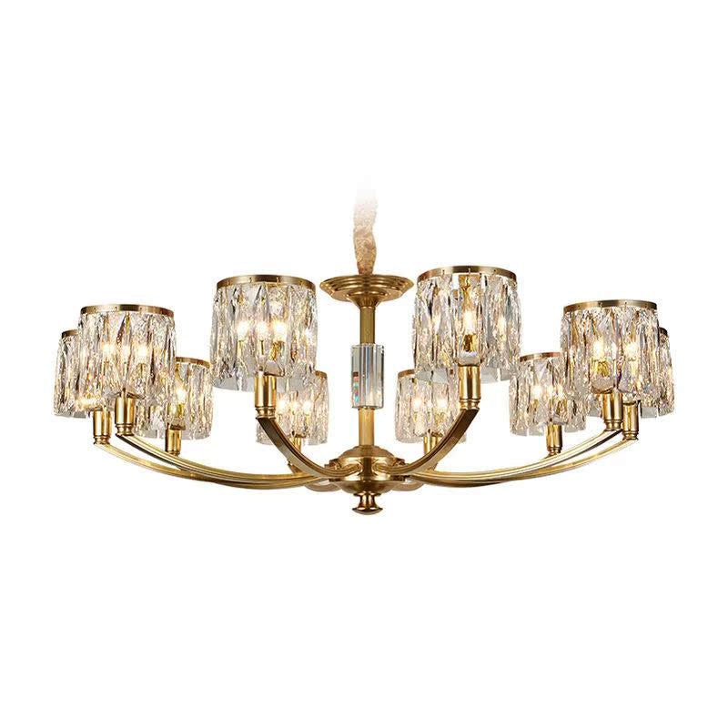 Crystal Column Brass Chandelier