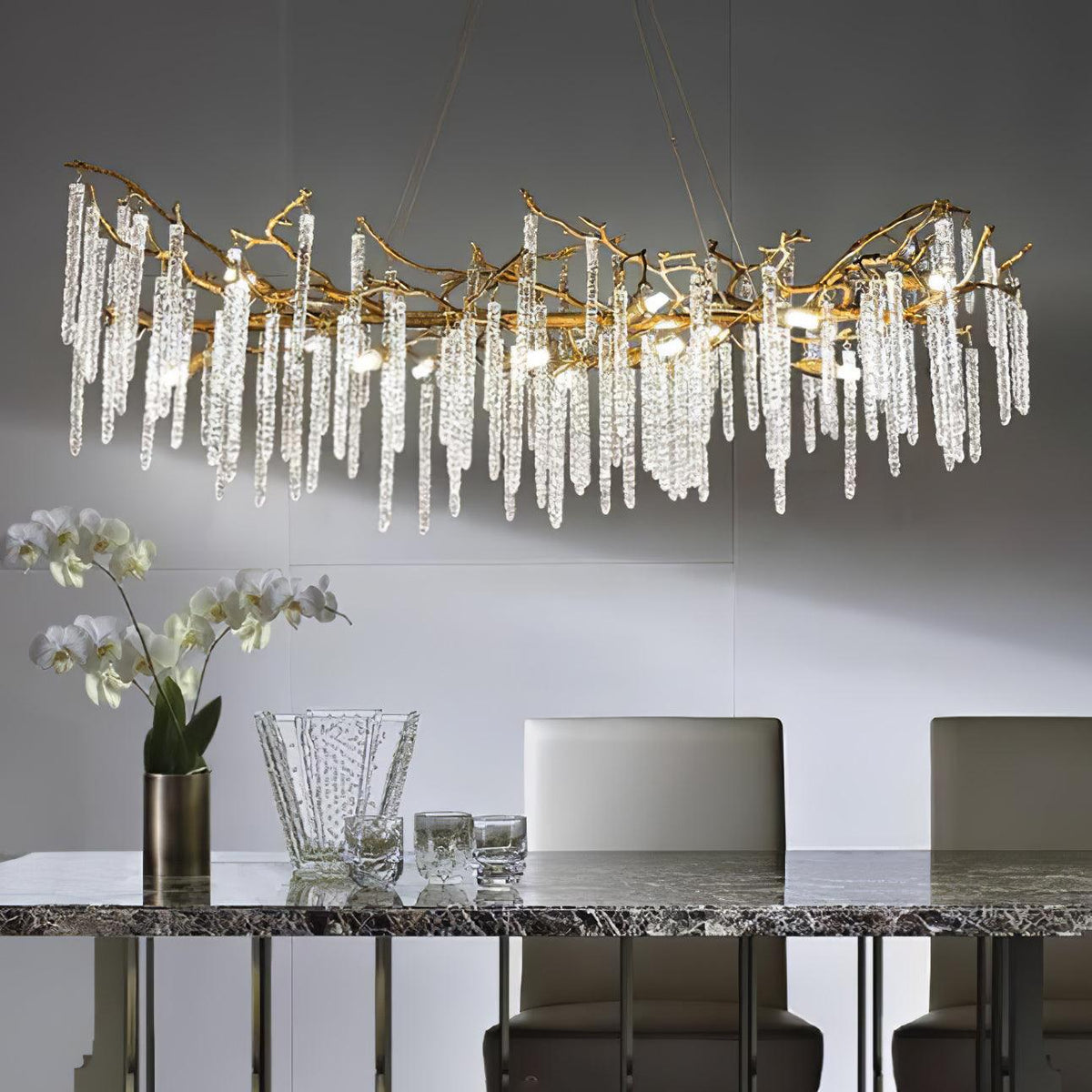 Crystal Icicles Branch Brass Chandelier - view 11