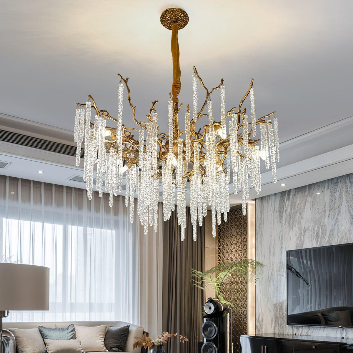 Crystal Icicles Branch Brass Chandelier - view 19