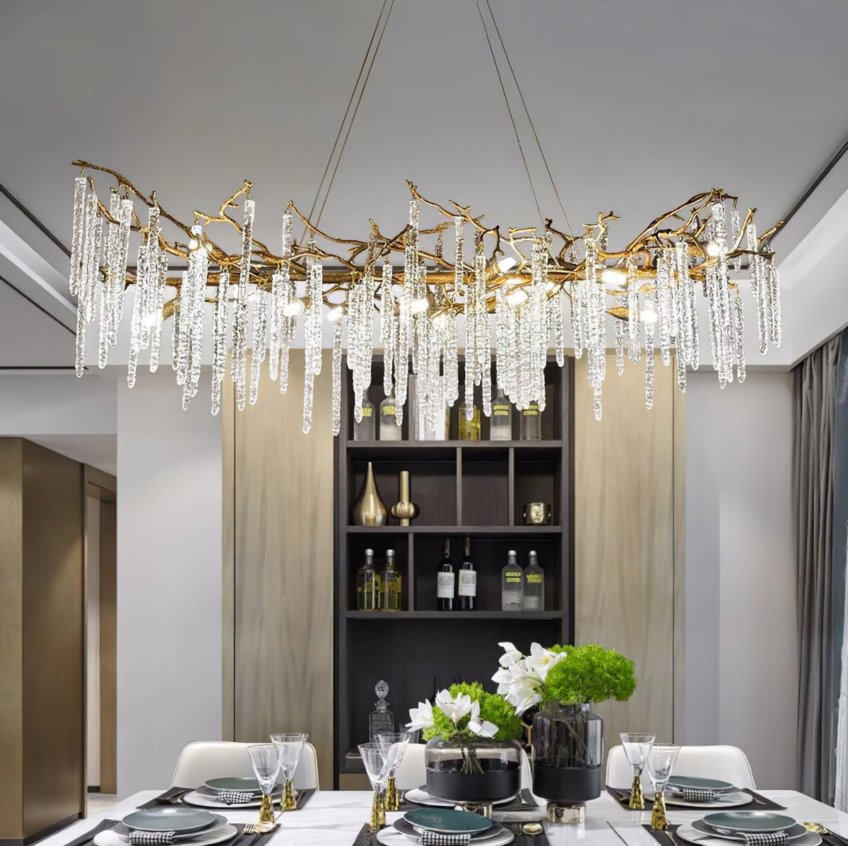 Crystal Icicles Branch Brass Chandelier - view 4