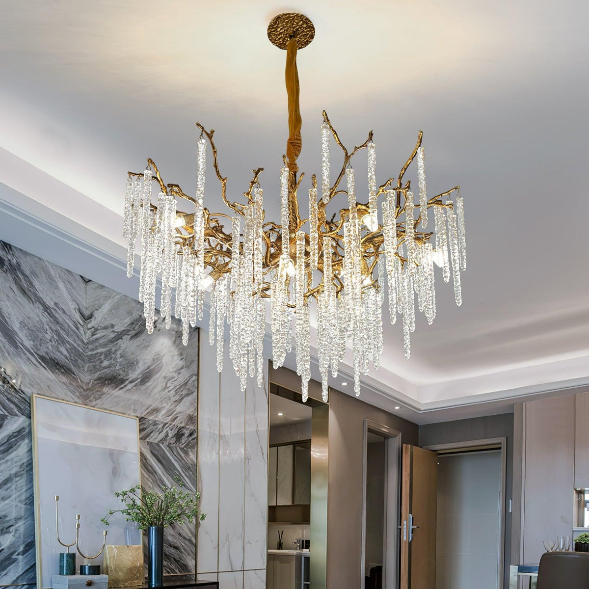 Crystal Icicles Branch Brass Chandelier - view 20