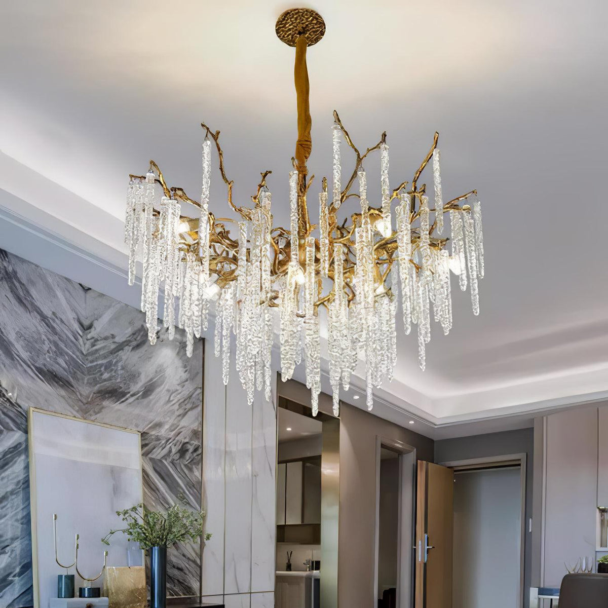 Crystal Icicles Branch Brass Chandelier - view 3