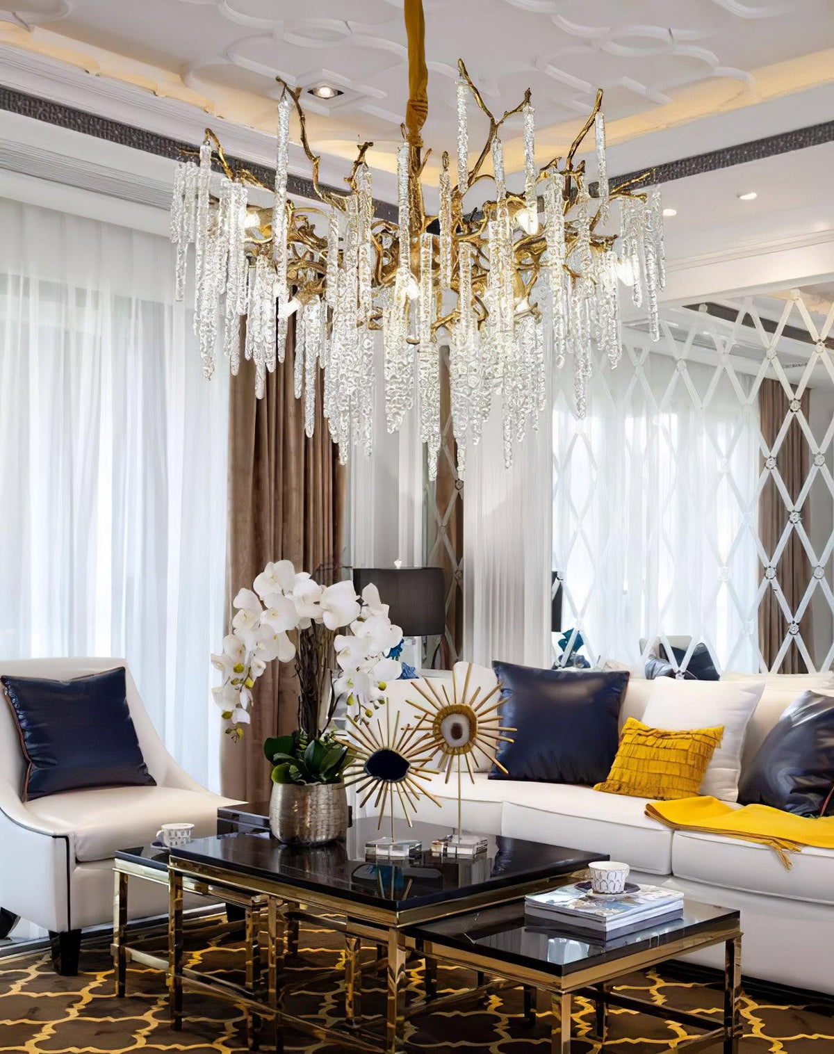 Crystal Icicles Branch Brass Chandelier - view 6