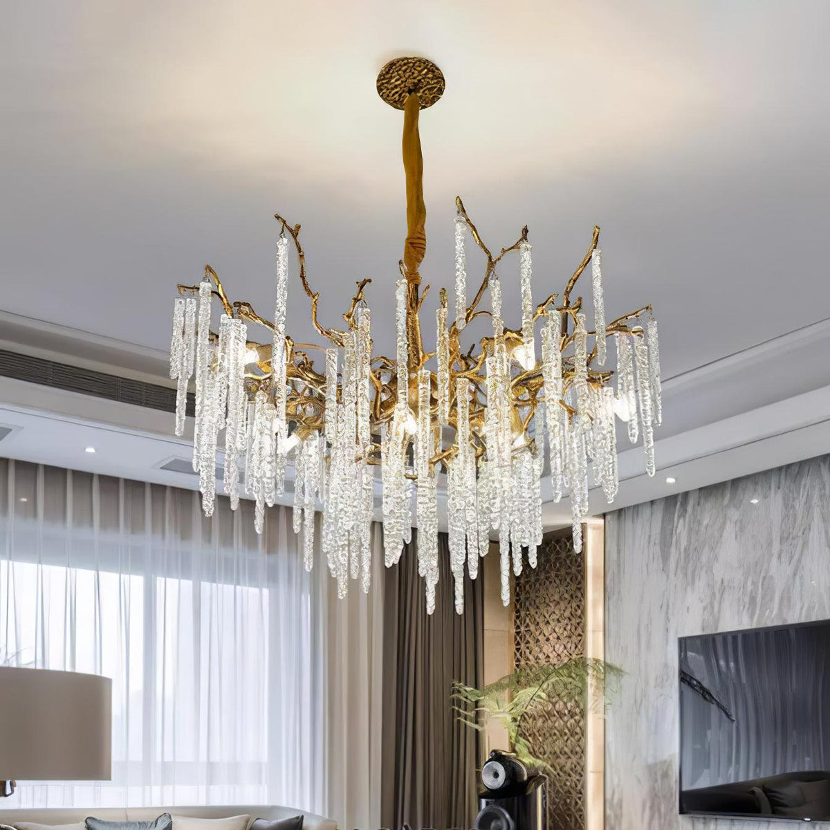 Crystal Icicles Branch Brass Chandelier - view 2