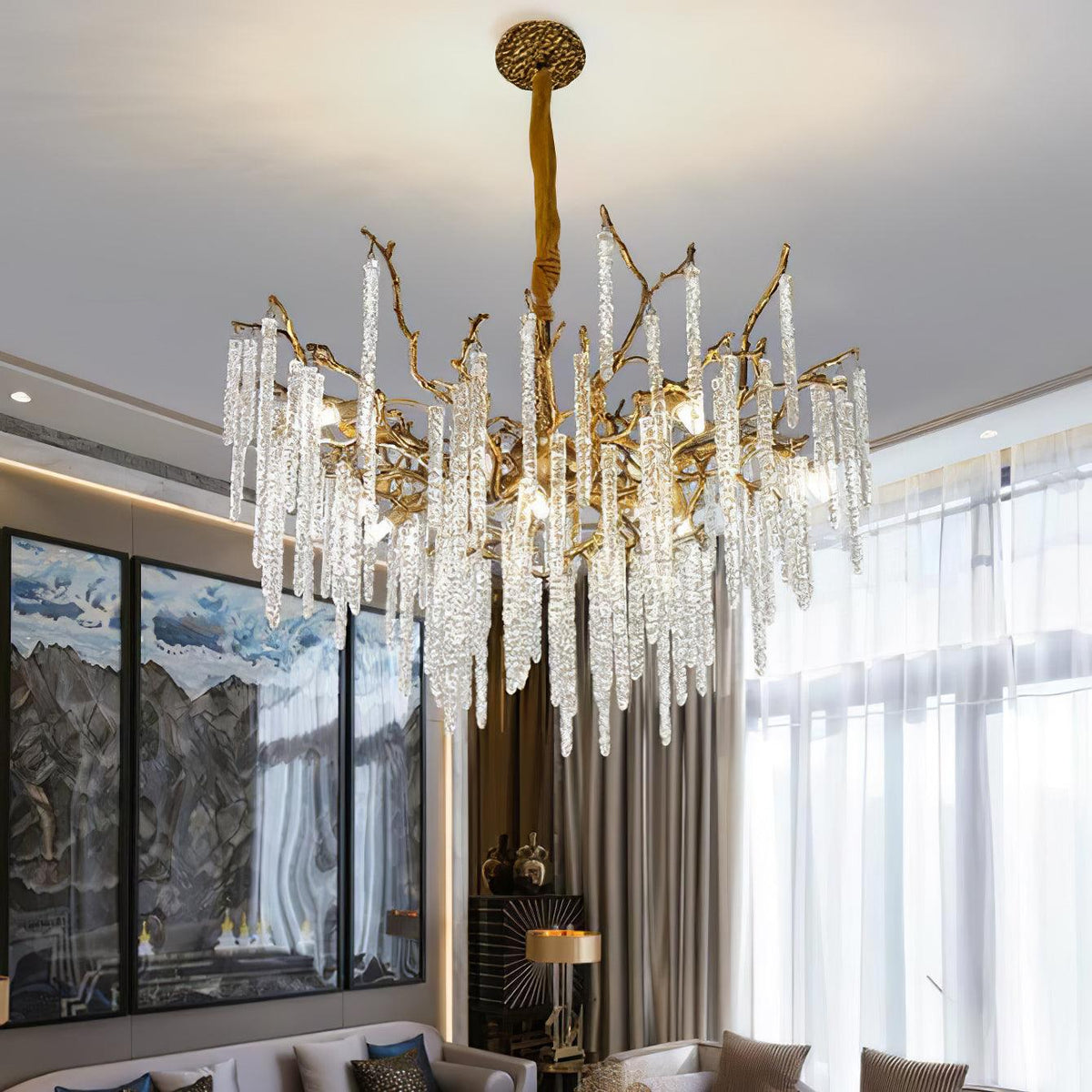 Crystal Icicles Branch Brass Chandelier - view 7