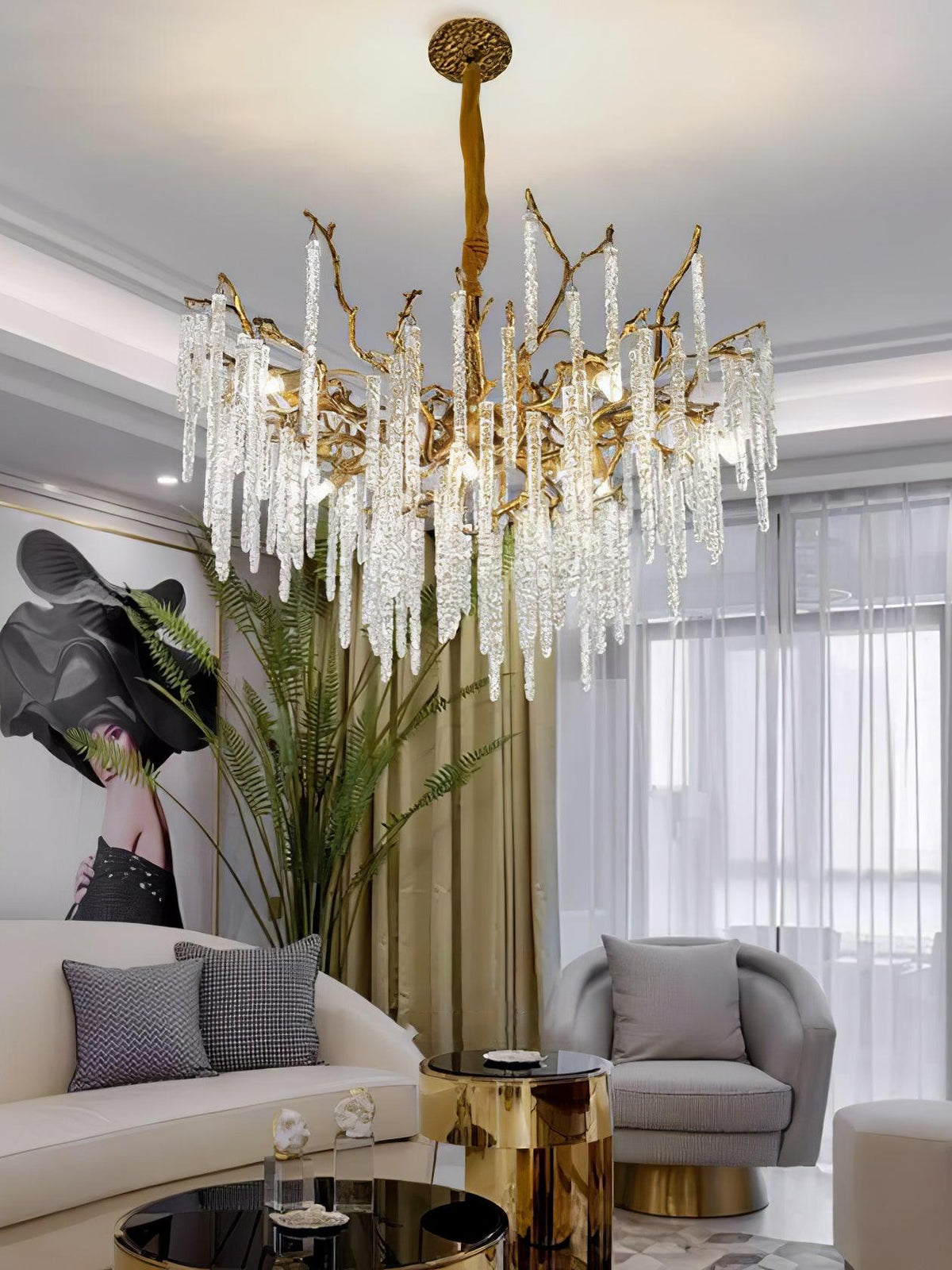 Crystal Icicles Branch Brass Chandelier - view 8