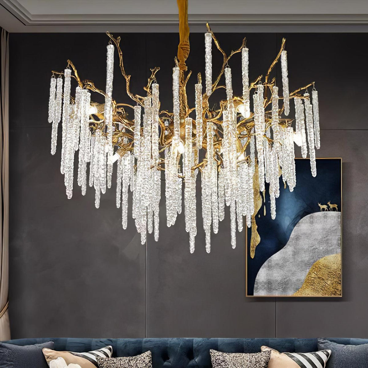 Crystal Icicles Branch Brass Chandelier - view 10