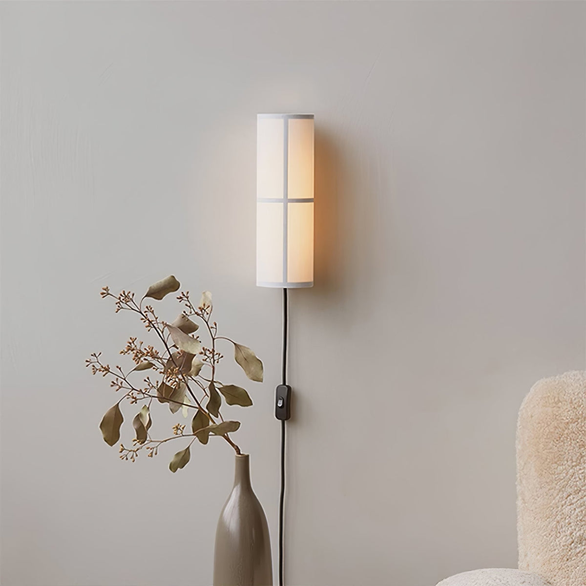 Cylinder Fabric Plug-in Wall Lamp