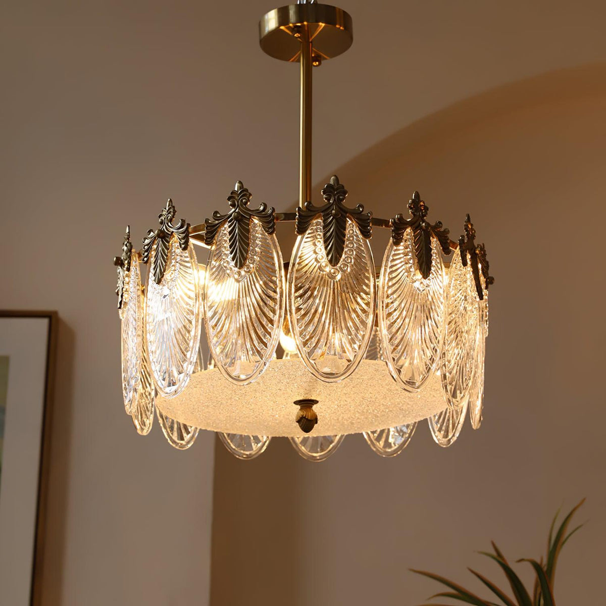 Decorative Pattern Glass Round Chandelier - view 20