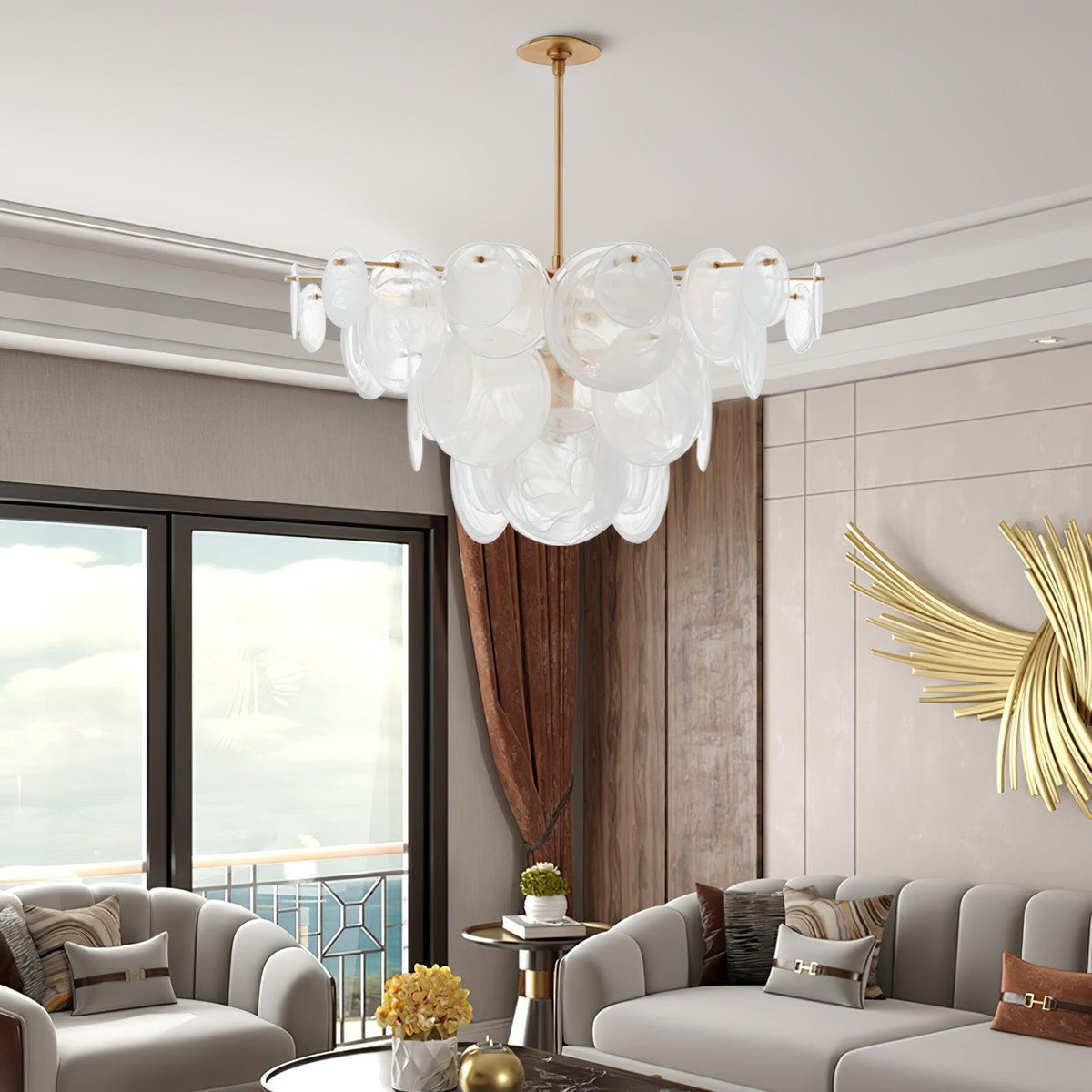 Brass Discs Cascading Chandelier - view 2