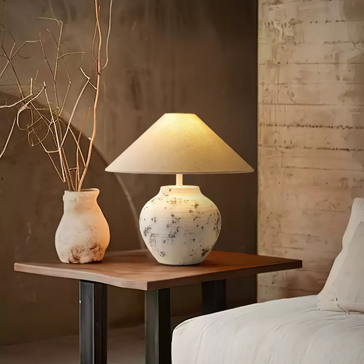 Distressed White Ceramic Table Lamp - view 2