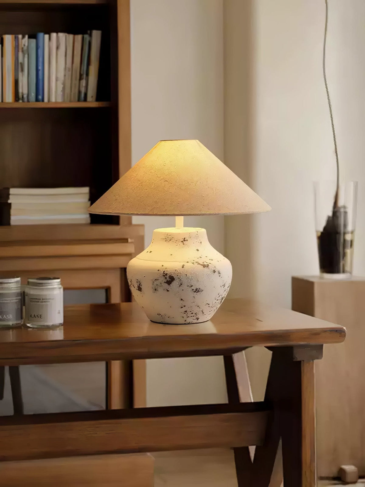 Distressed White Ceramic Table Lamp - view 11