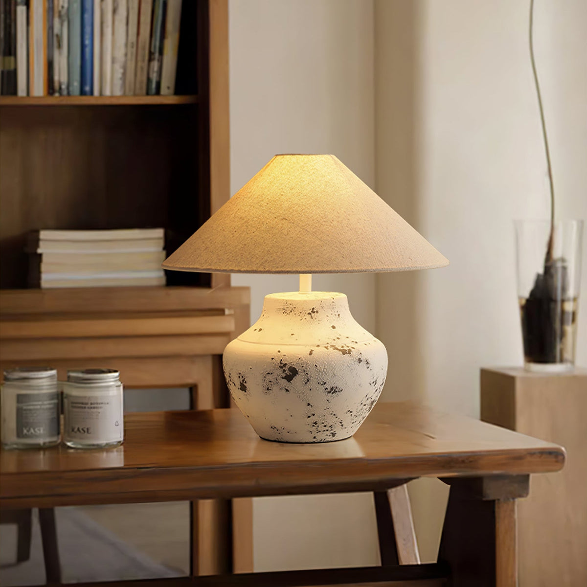Distressed White Ceramic Table Lamp - view 12