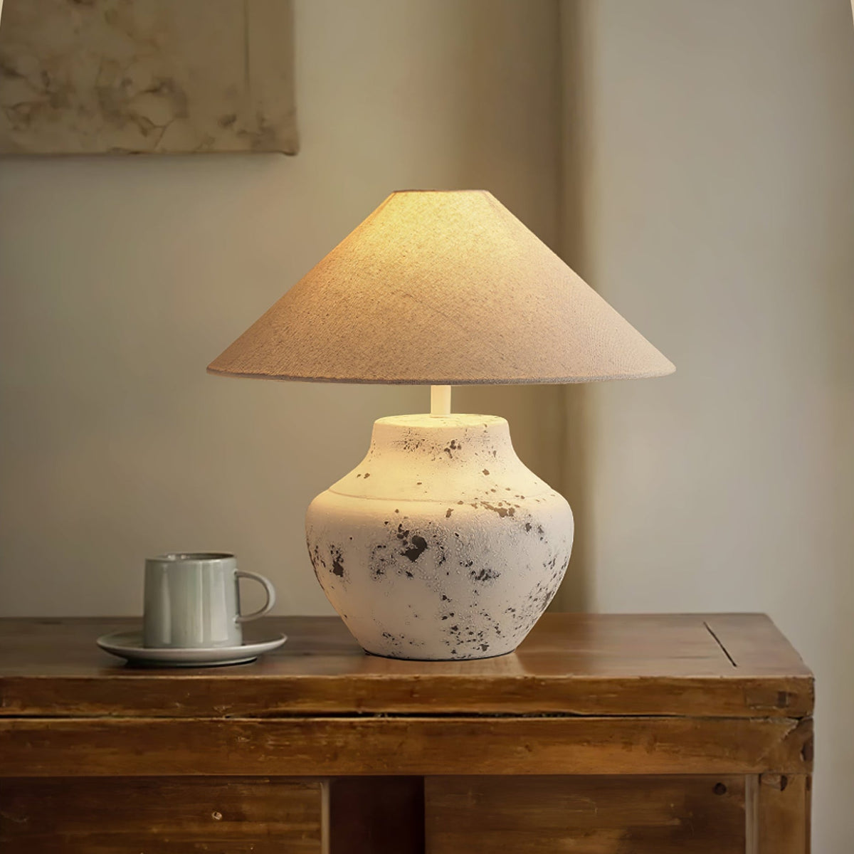 Distressed White Ceramic Table Lamp - view 4
