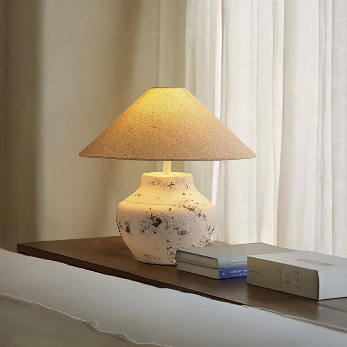 Distressed White Ceramic Table Lamp - view 5