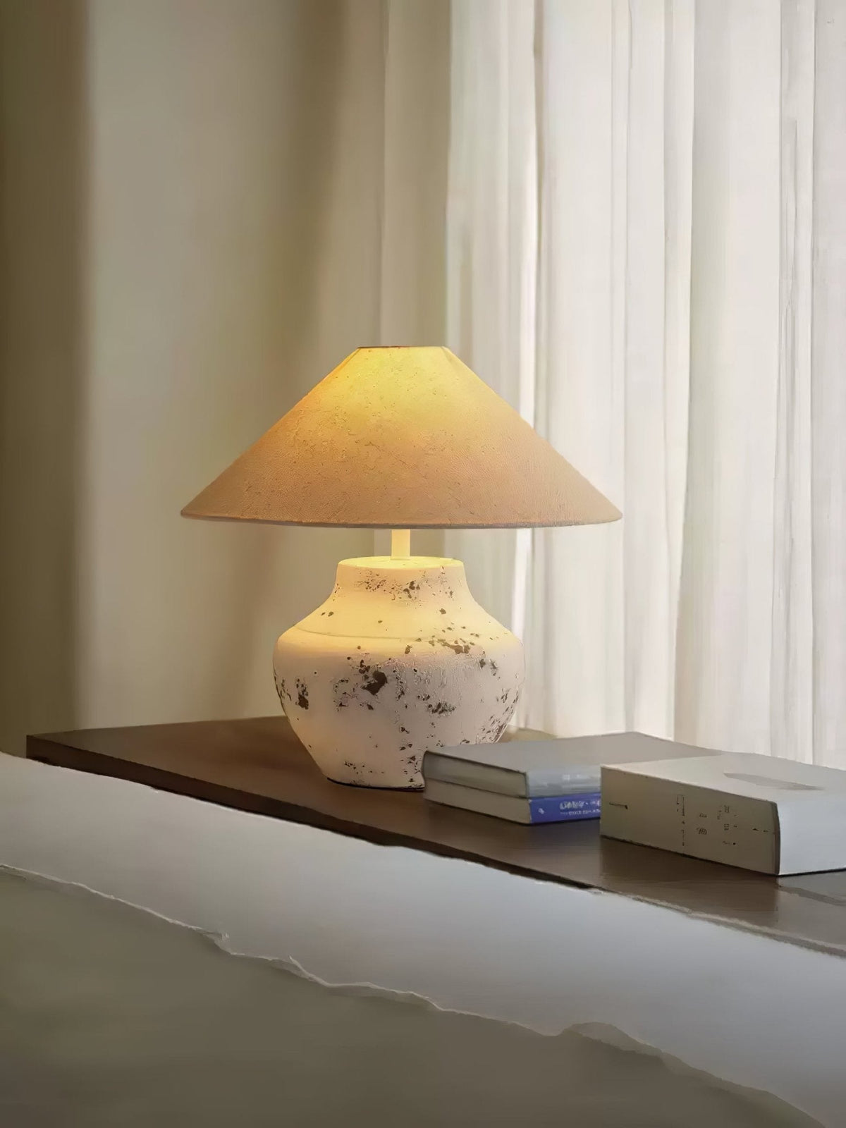 Distressed White Ceramic Table Lamp - view 6
