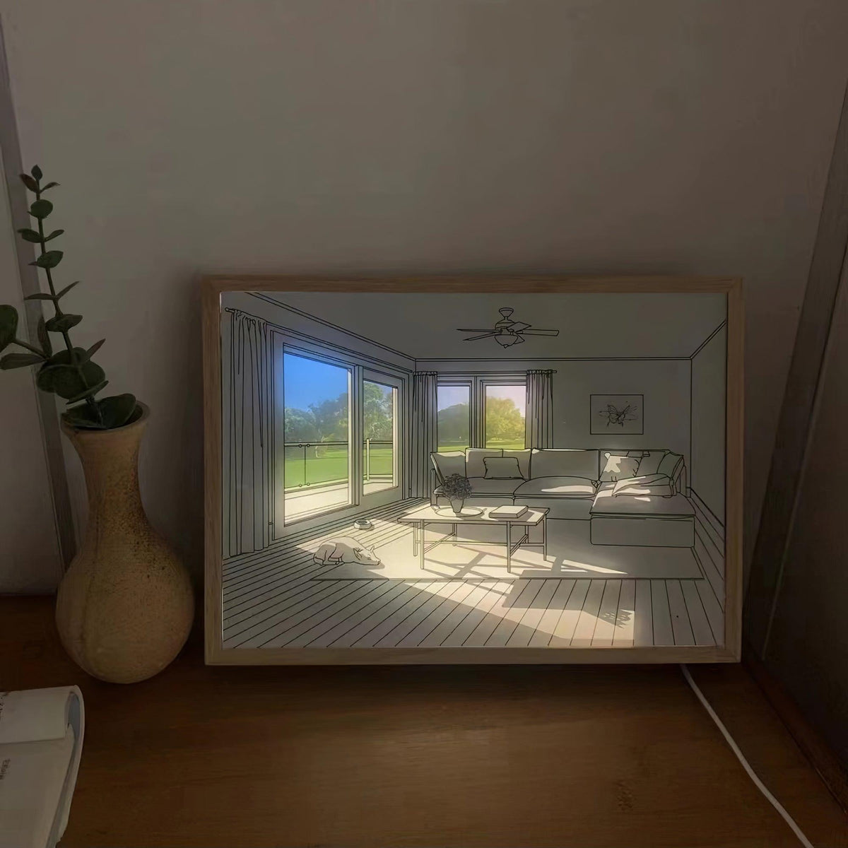 Dog Sunbathing Mural Art Lamp - view 24