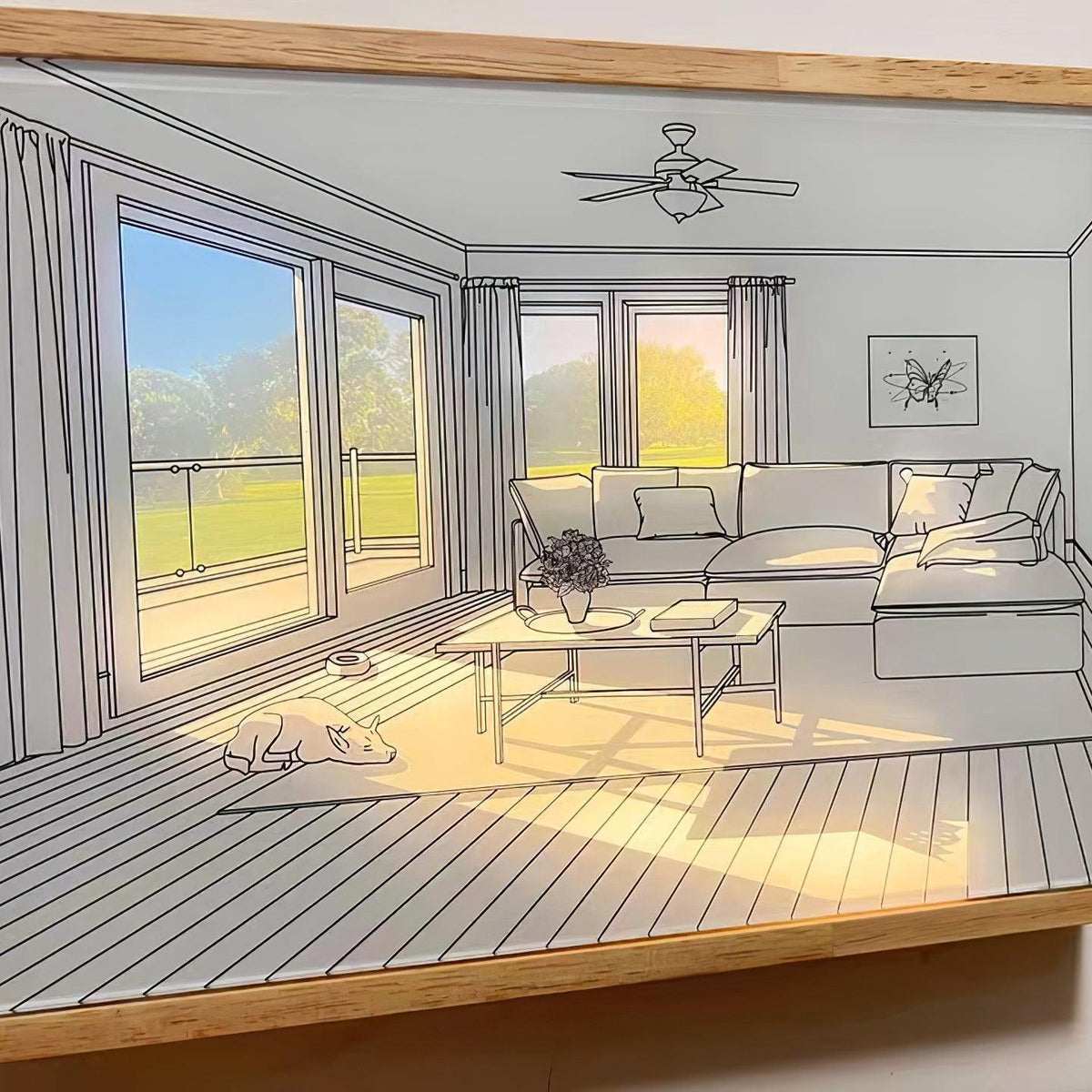 Dog Sunbathing Mural Art Lamp - view 28