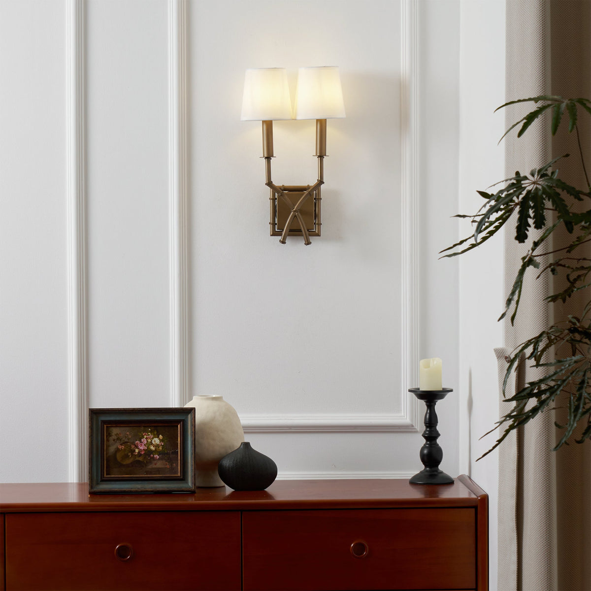Double Arm Bamboo Sconce