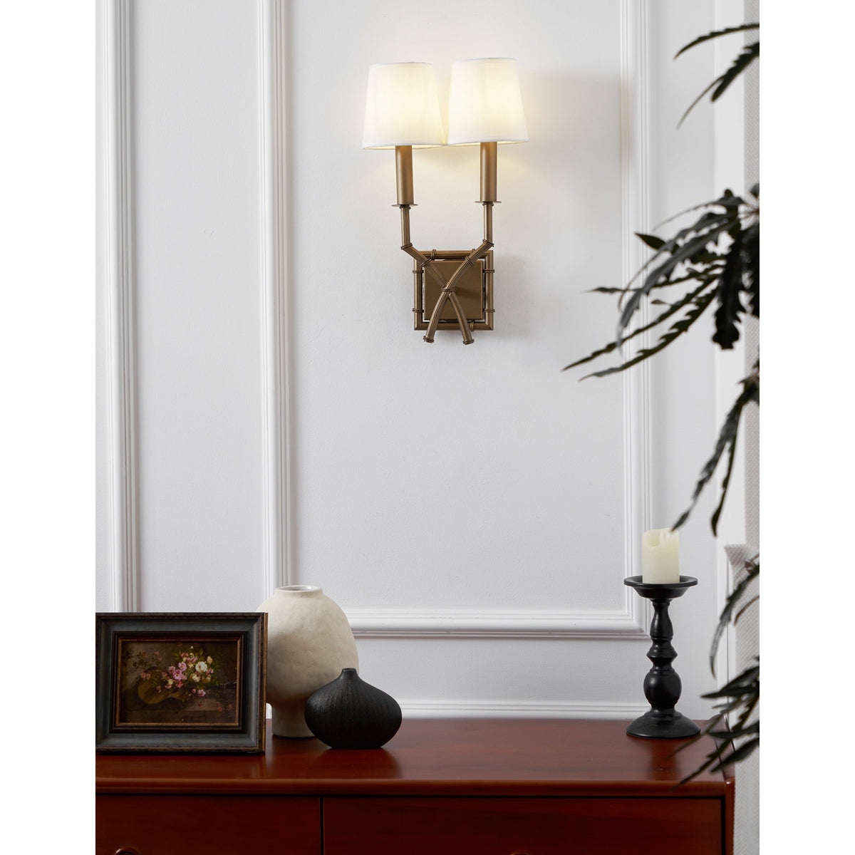 Double Arm Bamboo Sconce