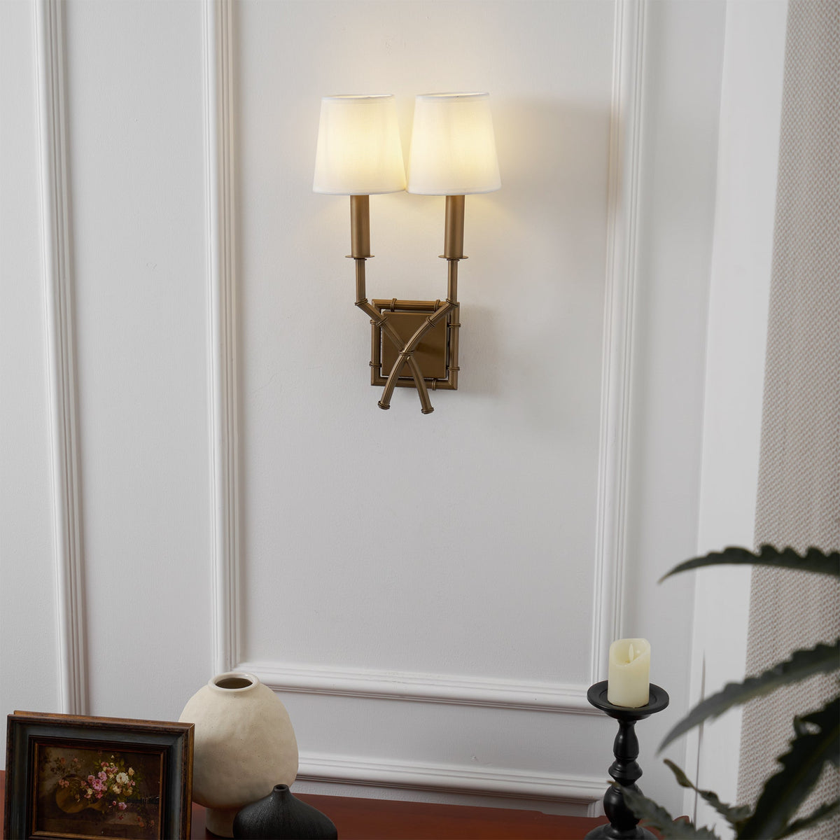Double Arm Bamboo Sconce