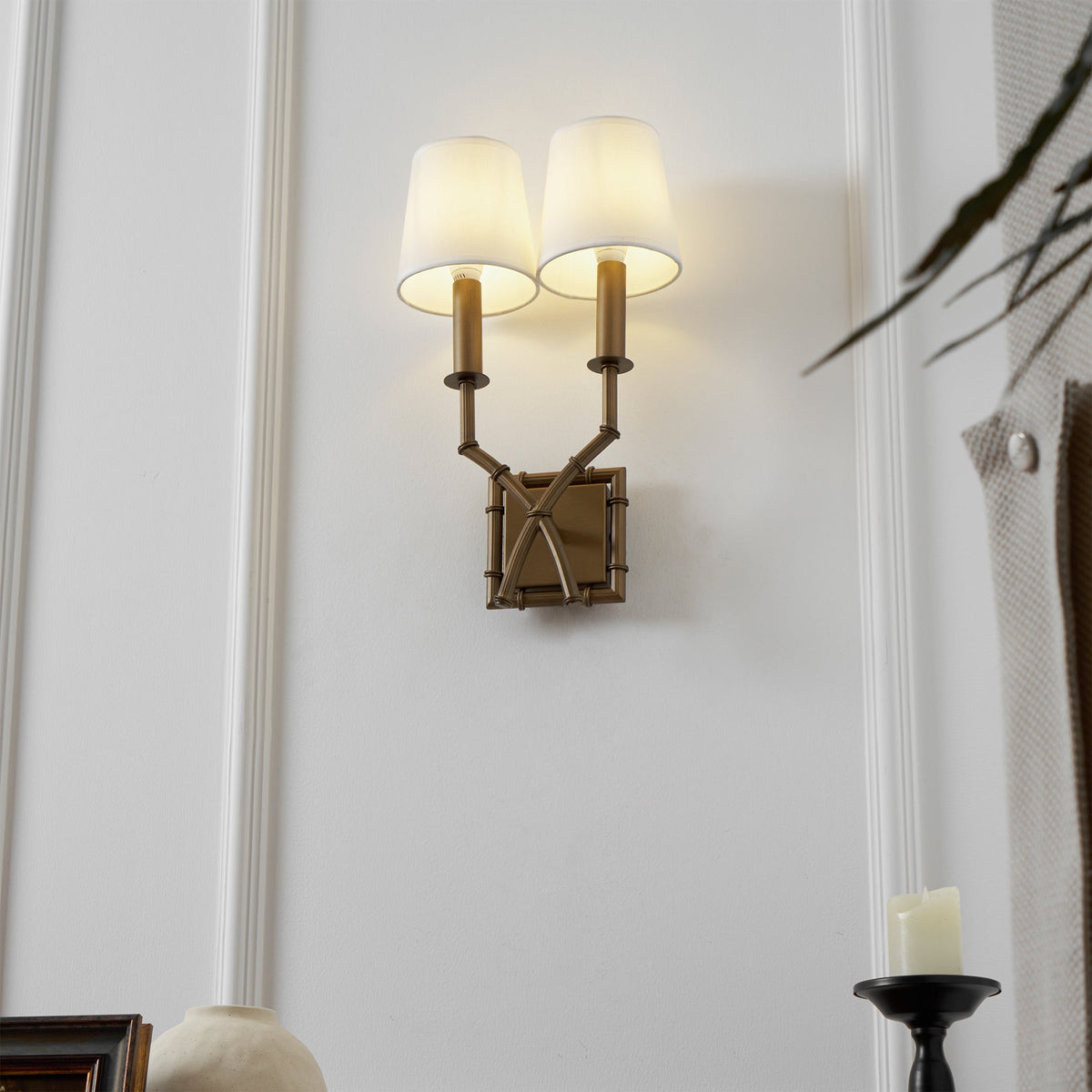 Double Arm Bamboo Sconce