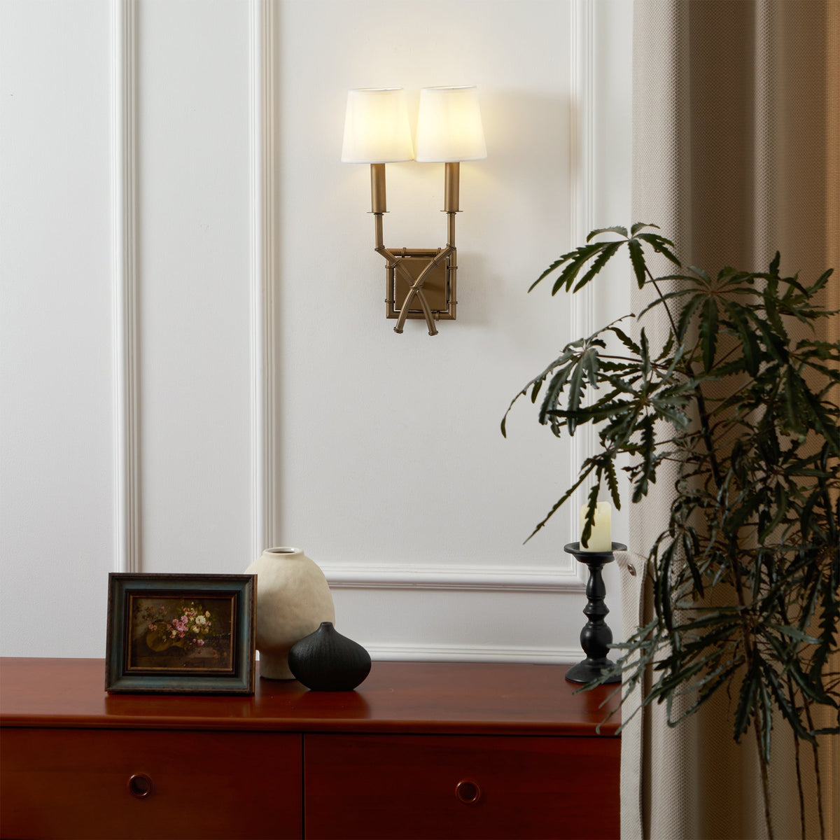 Double Arm Bamboo Sconce