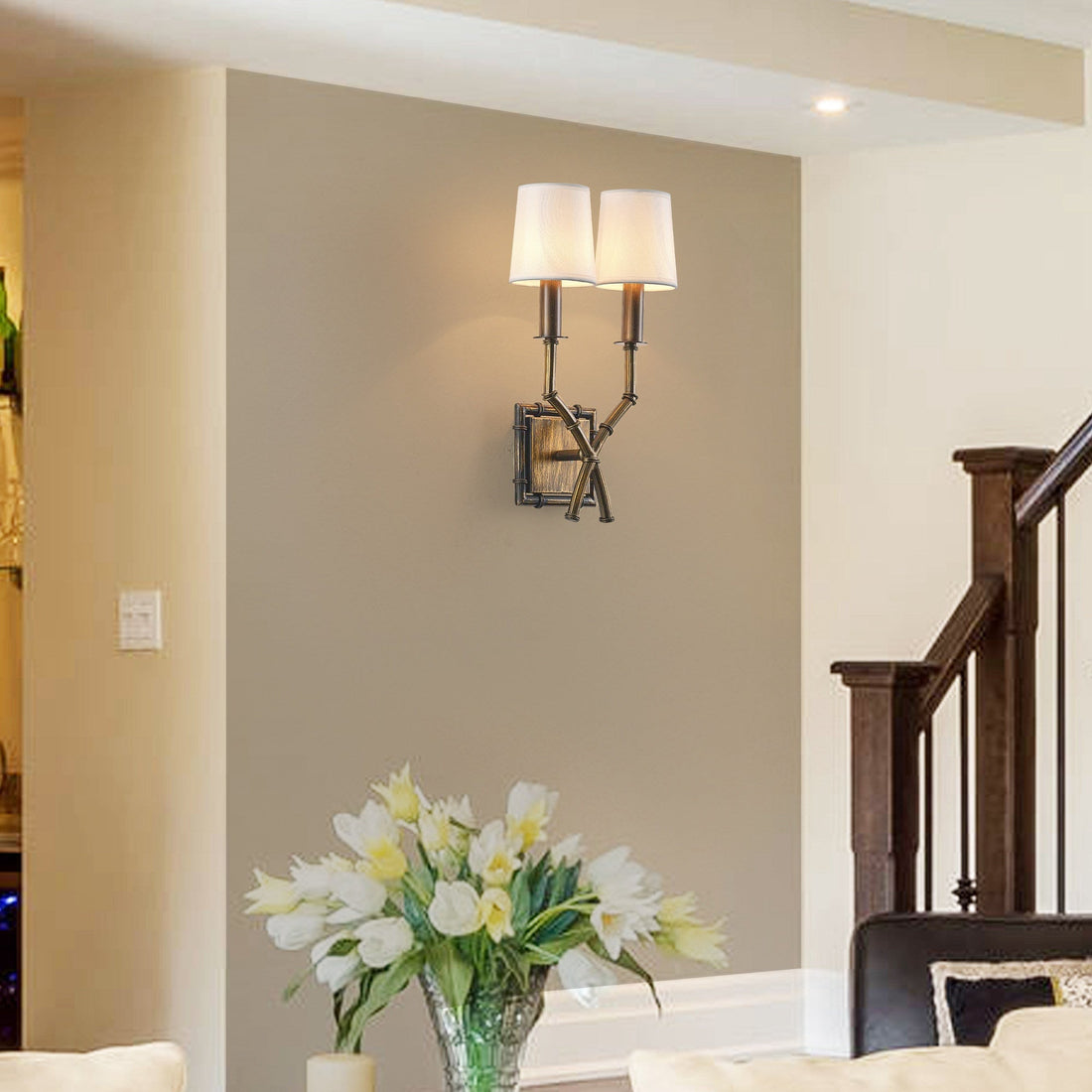Double Arm Bamboo Sconce