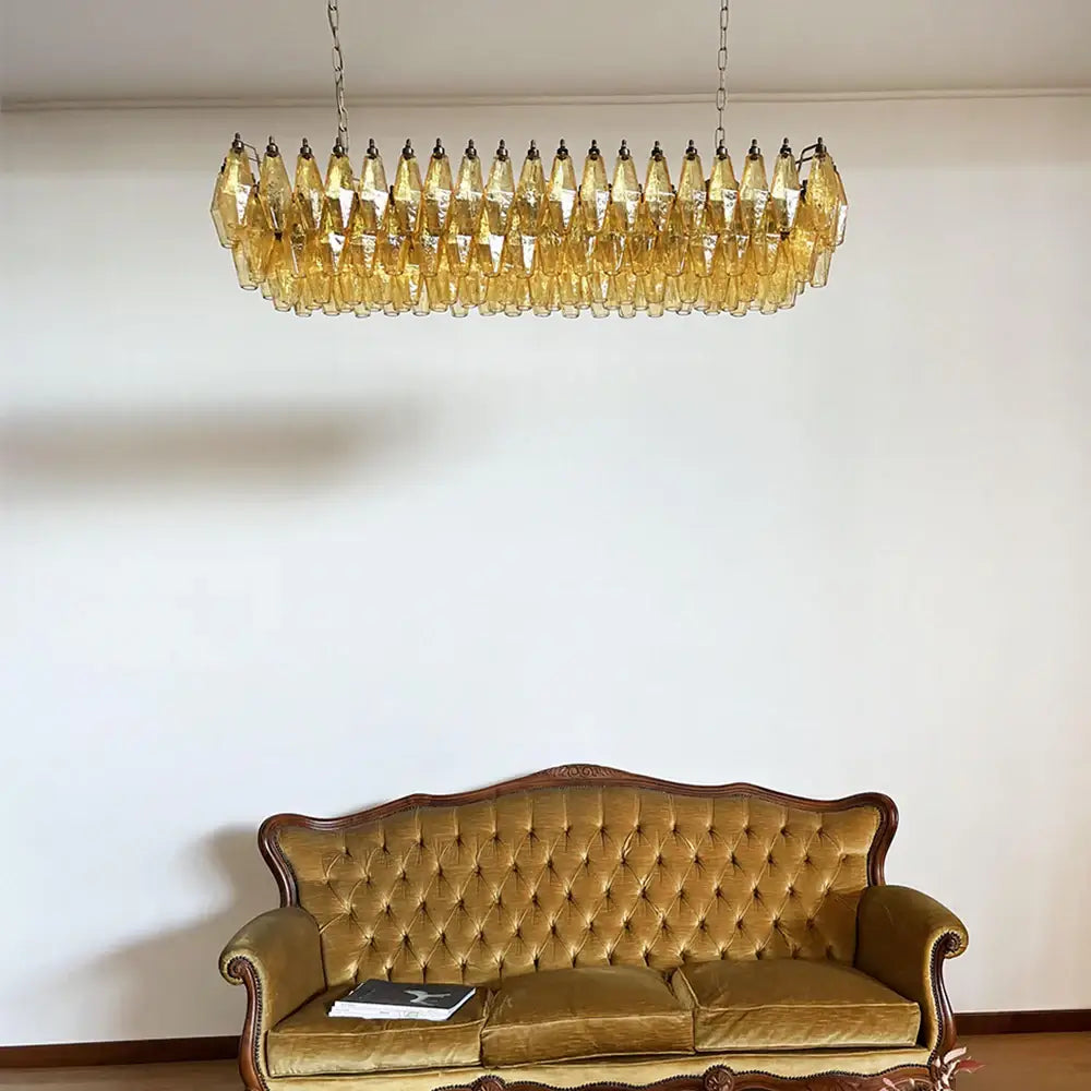 Elegant Amber Murano Poliedri Chandelier - view 2