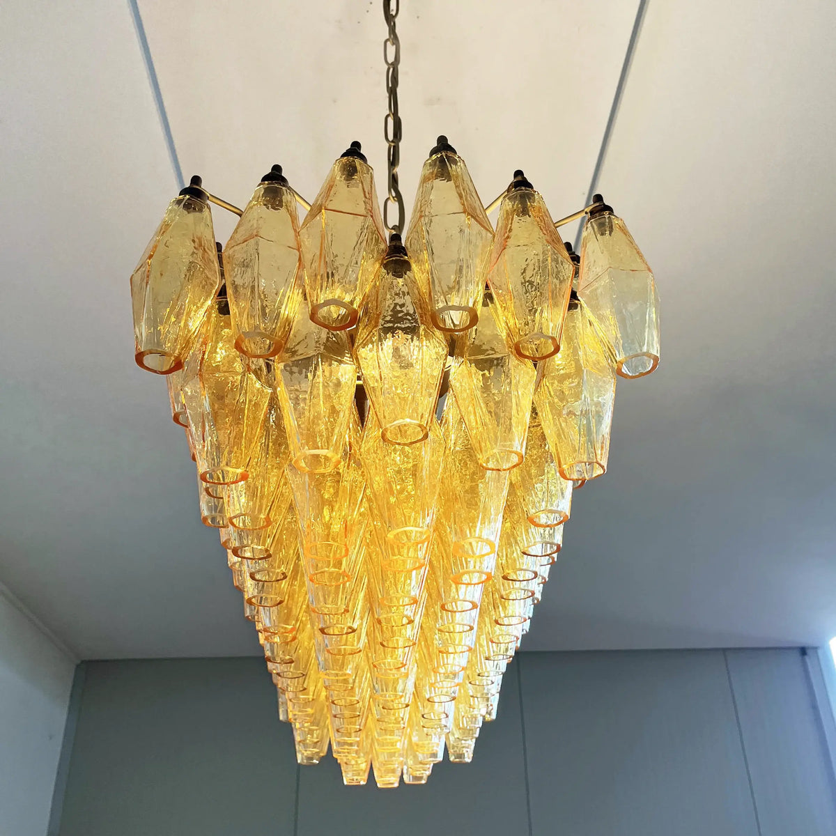 Elegant Amber Murano Poliedri Chandelier - view 11