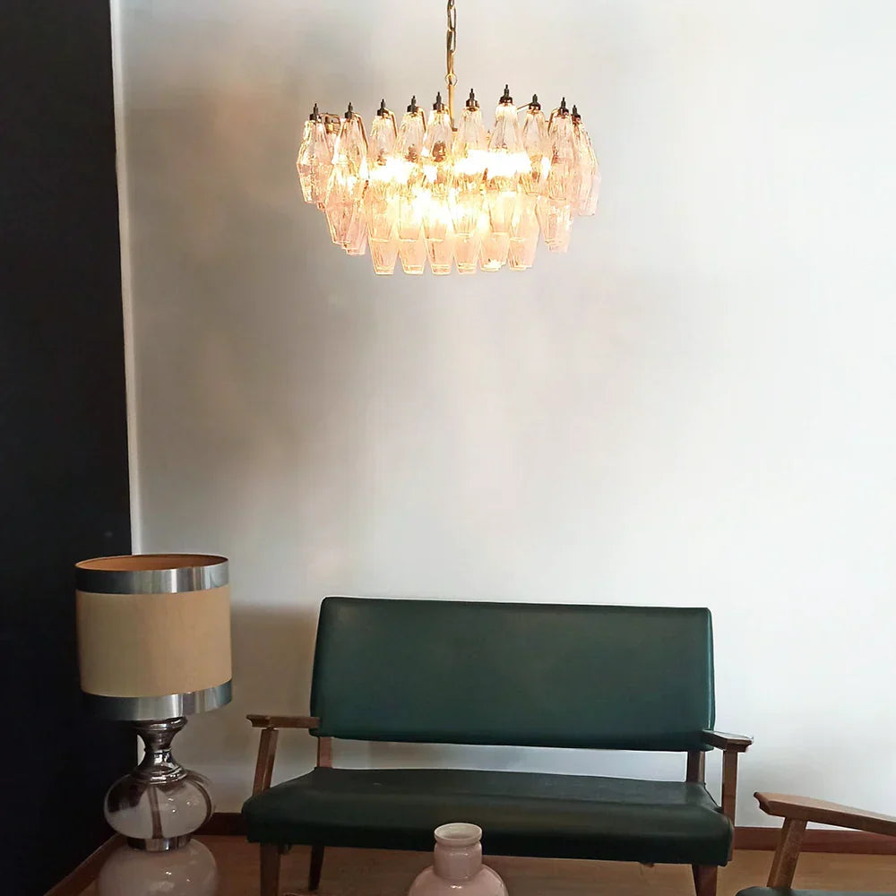 Poliedri Murano Pink Chandelier - view 2