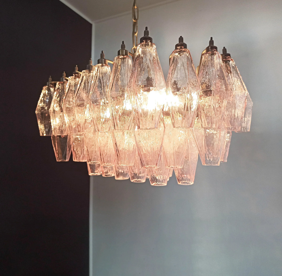 Poliedri Murano Pink Chandelier - view 6