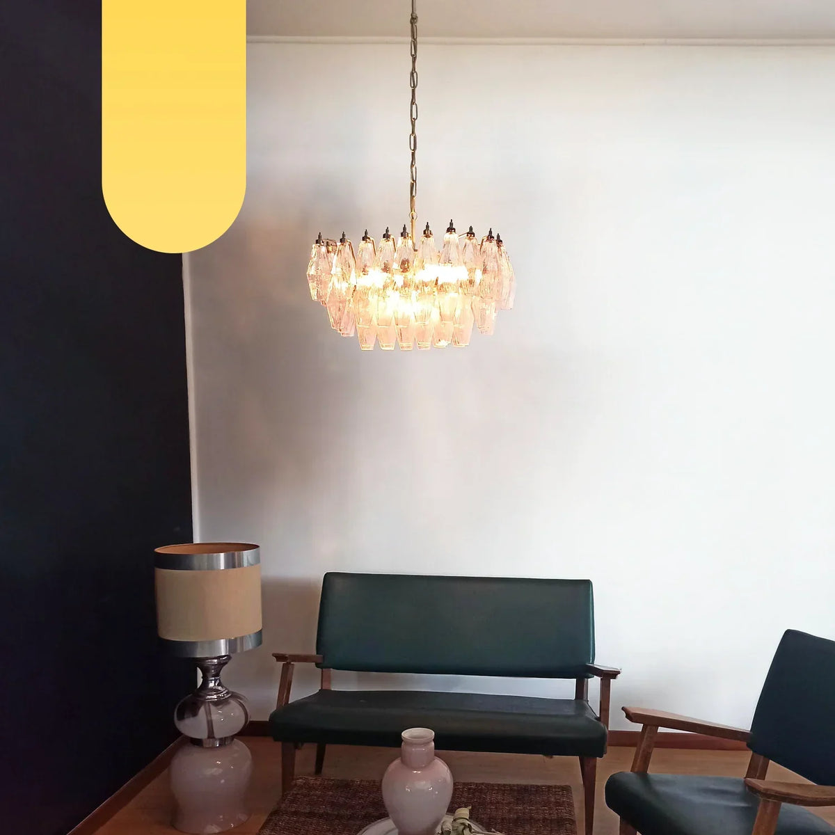 Poliedri Murano Pink Chandelier - view 21