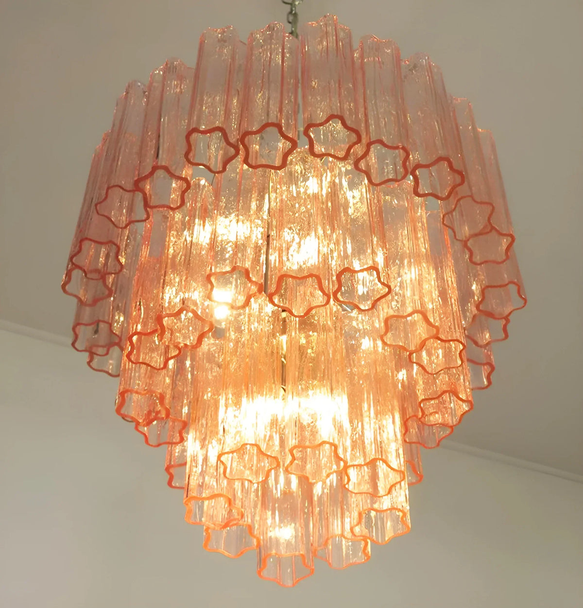 Elegant Pink Murano Glass Tube Chandelier - view 15
